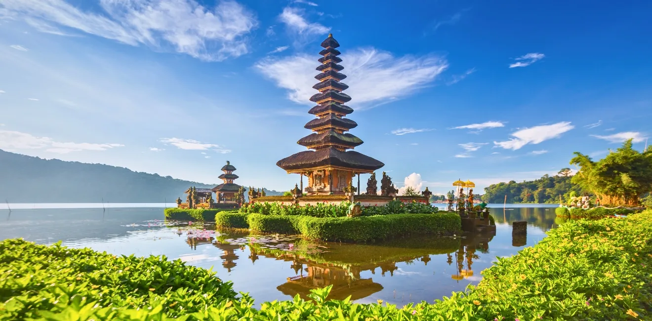 Bali tour packages from India – Scenic beach view with palm trees and turquoise waters