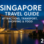 Singapore skyline featuring Marina Bay Sands and Supertree Grove at night, used as the cover image for a Singapore Travel Guide 2025.