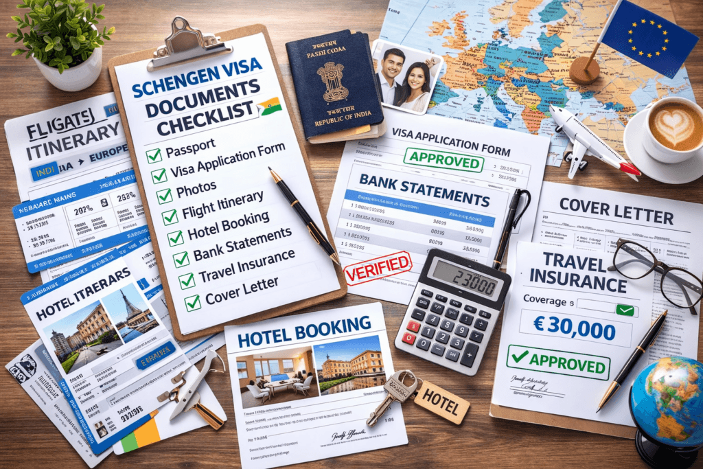 Schengen visa documents checklist India 2026