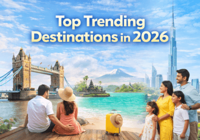 Top trending destinations in 2026 including Japan Bali Europe and Dubai for Indian travelers