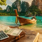 Thailand trip cost from India 2026 - longtail boat on turquoise water in Krabi with budget planning