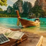 Thailand trip cost from India 2026 - longtail boat on turquoise water in Krabi with budget planning